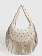 Bolso Hobo con Flecos y Tachas Doradas · Silueta Media Luna · Estilo Boho Urbano - Miniatura 5