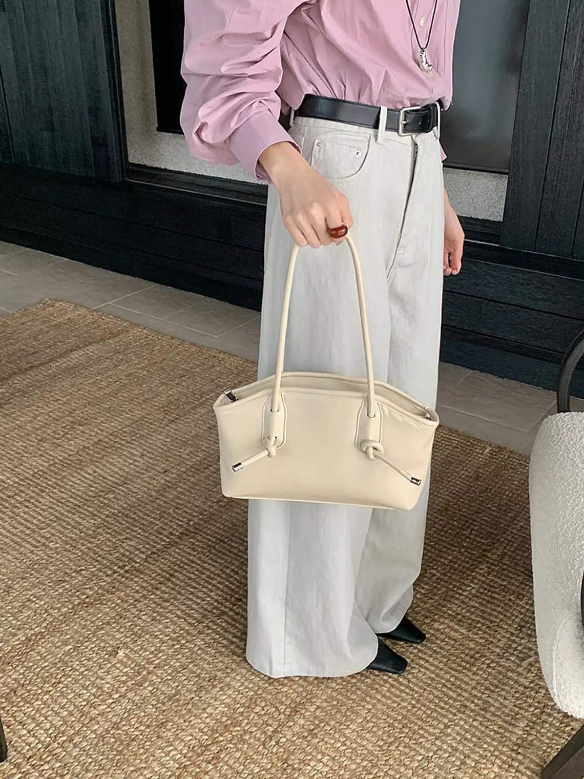 Bolso de Hombro Rectangular · Asas Largas con Nudo · Estilo Urbano Minimalista 14