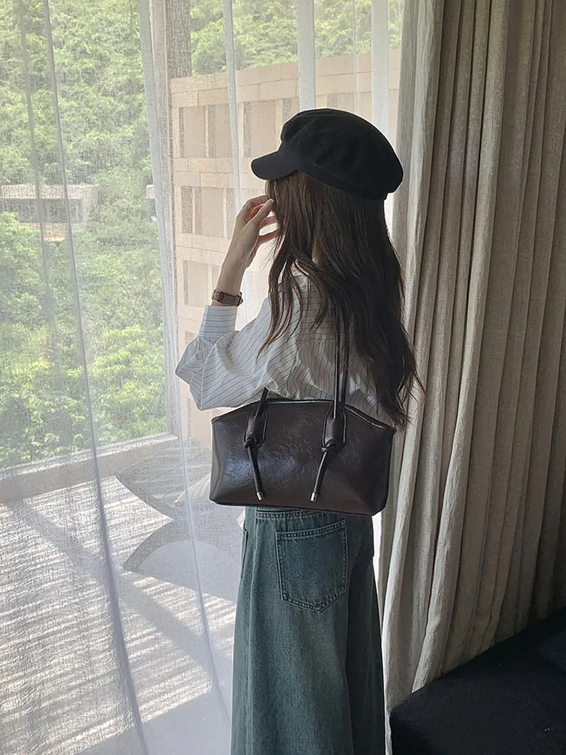 Bolso de Hombro Rectangular · Asas Largas con Nudo · Estilo Urbano Minimalista 6