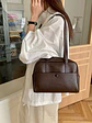 Bolso Bowling con Bolsillo Frontal · Asas Largas Dobles · Estilo Urbano Retro - Miniatura 6