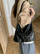 Bolso Hobo Grande con Bolsillo Frontal · Herrajes Metálicos · Estilo Urbano Motero - Miniatura 6