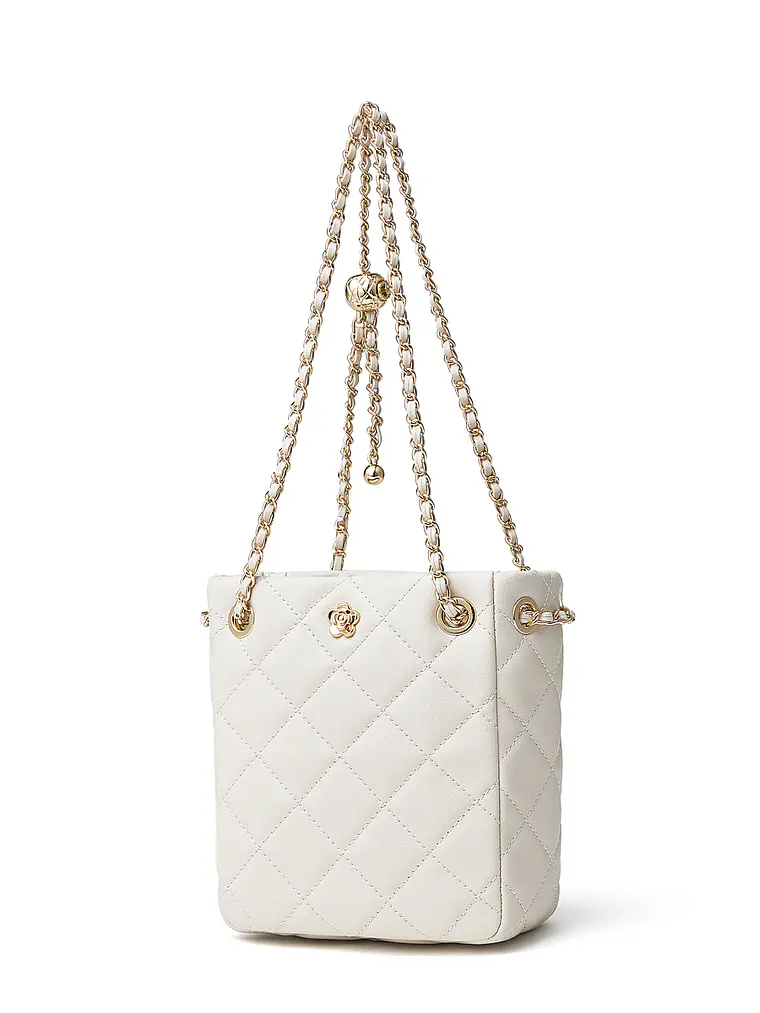 Bolso Bucket Mini Acolchado con Cadena Dorada y Detalle Floral 4