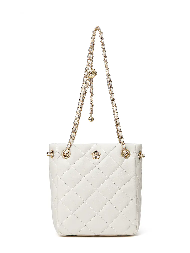 Bolso Bucket Mini Acolchado con Cadena Dorada y Detalle Floral 3