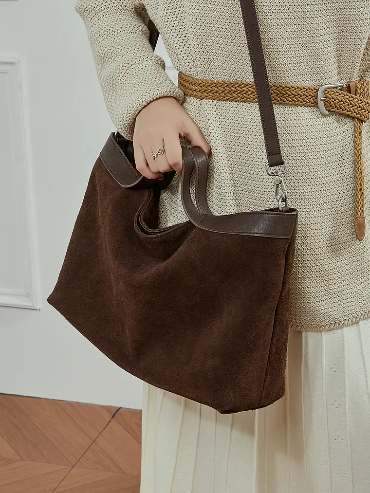Bolso Tote de Gamuza con Caída Natural · Asas Dobles 20