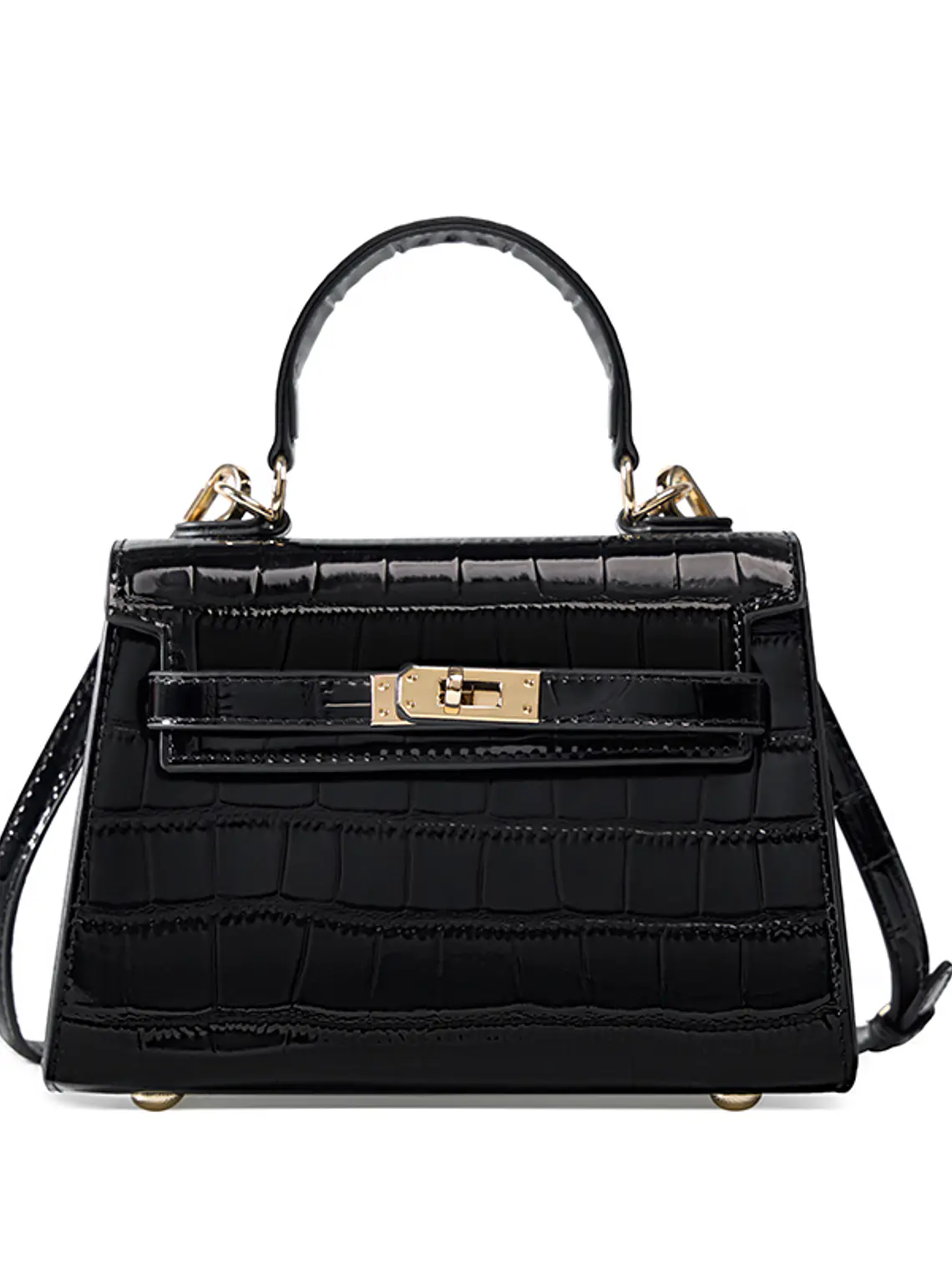 Mini Bolso Estructurado Croco · Cierre Metálico Dorado 7