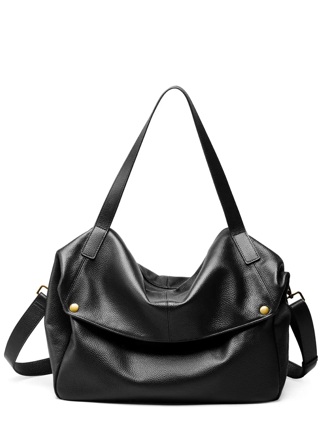 Bolso Hobo de Cuero · Solapa Suave · Volumen Relajado 14