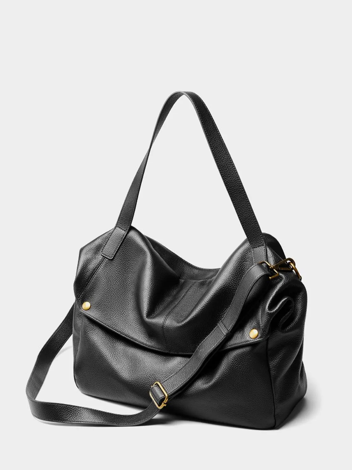 Bolso Hobo de Cuero · Solapa Suave · Volumen Relajado 15