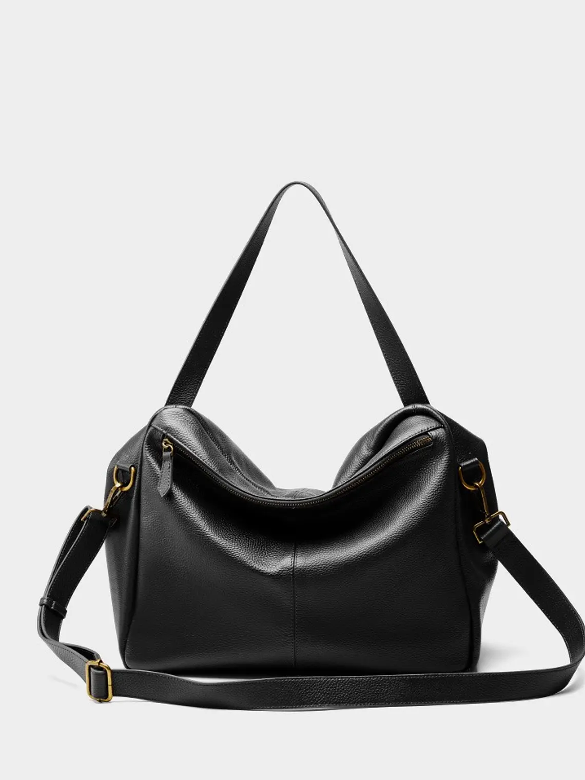 Bolso Hobo de Cuero · Solapa Suave · Volumen Relajado 16