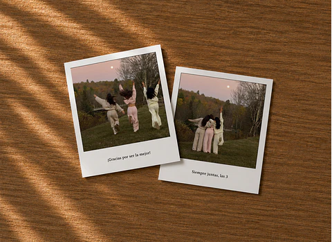 2 fotos polaroids con frase 
