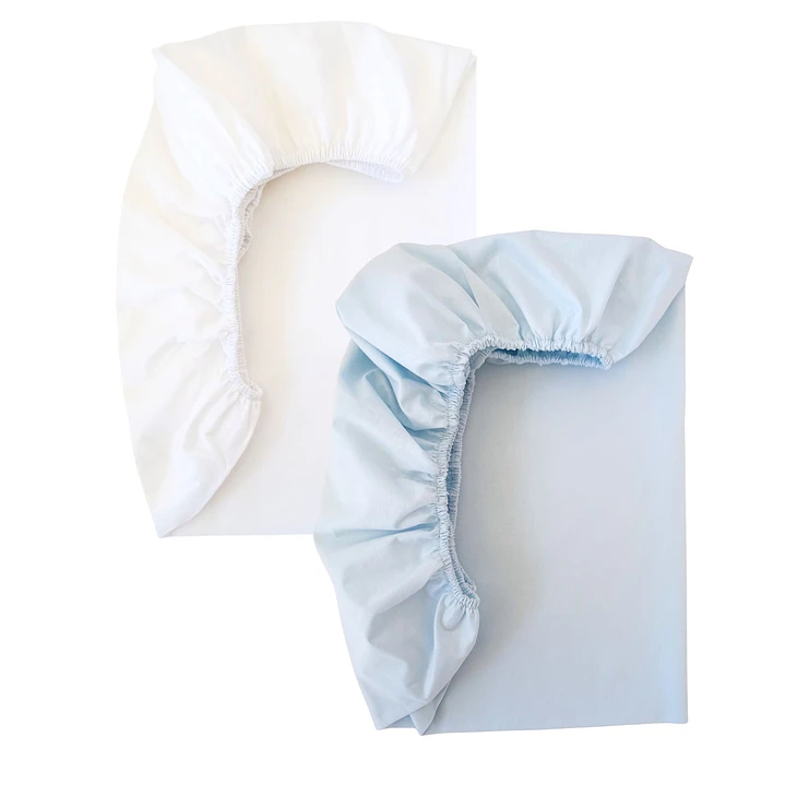 Pack Sábanas bajeras bicolor colecho celeste empolvado 1