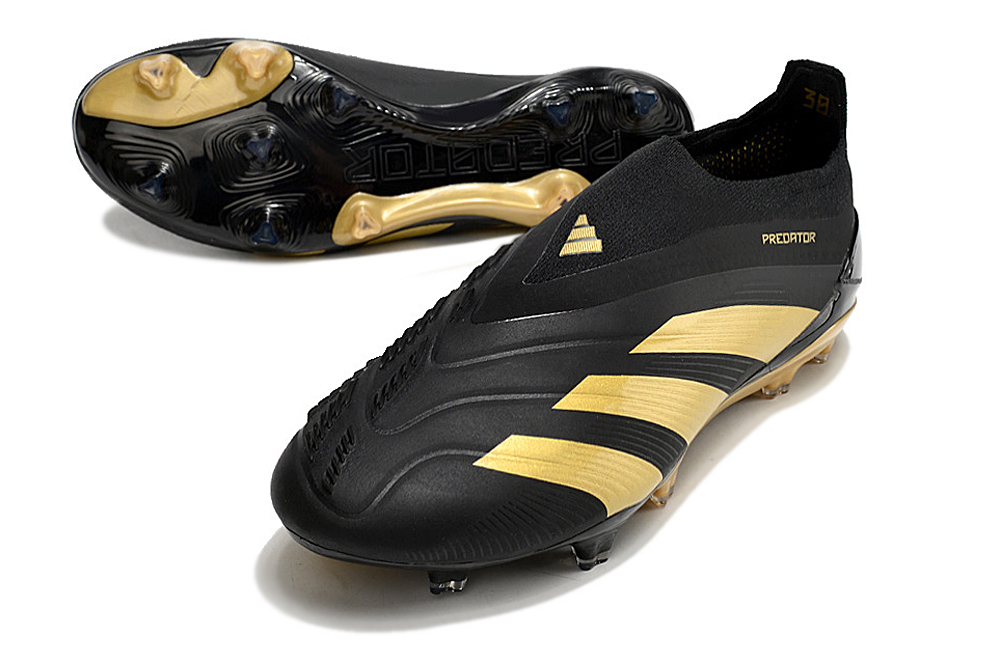 Adidas Predator Elite FG Preta e Dourada Sem Atacadores 6