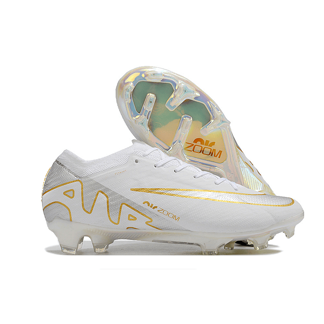 NIKE MERCURIAL AIRZOOM BRANCA E DOURADA FG ELITE 