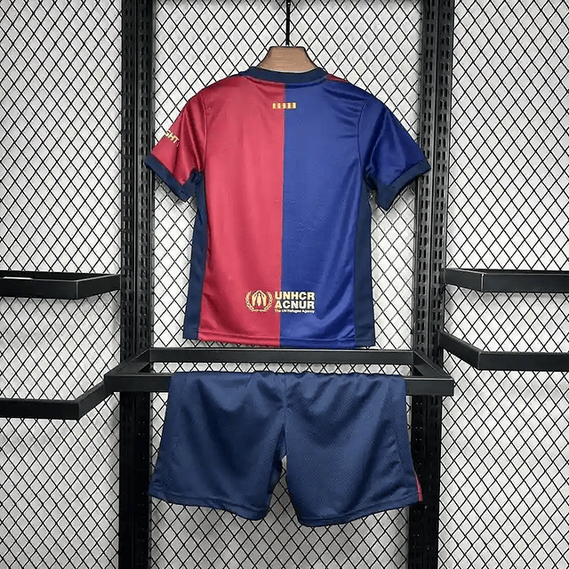 KIT CRIANÇA BARCELONA HOME 24-25  AZUL E VERMELHO