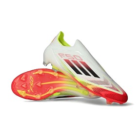 Chuteira Adidas F50+ Elite FG - Branco/Vermelho/Amarelo