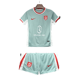Kit Criança Atlético de Madrid Away 24/25 - Cinza/Vermelho