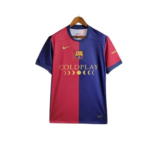 Camisola Barcelona Home 24-25 Edição Coldplay - Azul e Vermelha 1