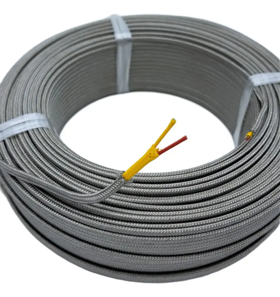 50 Meters Type K Thermocouple Cable with Fiber and Mesh, 20 Gauge 1