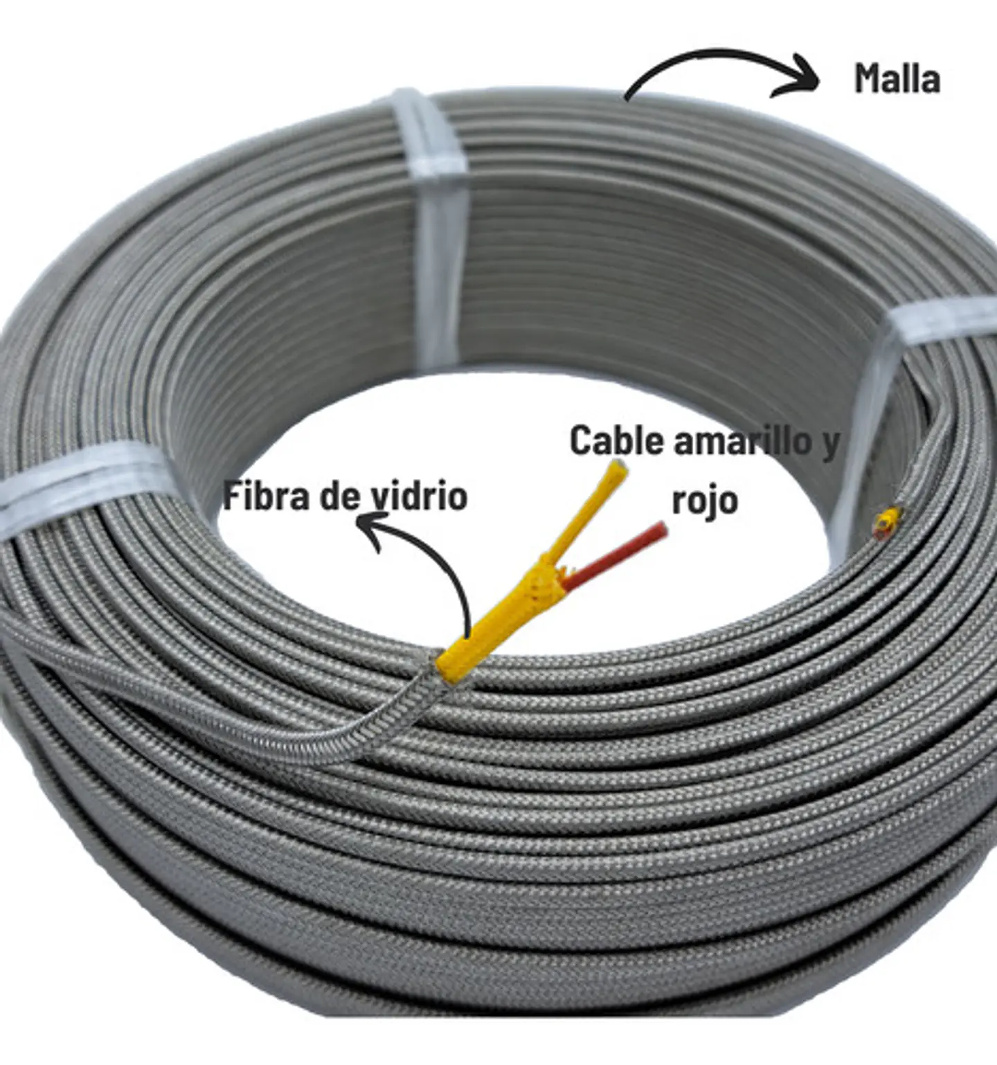 50 Meters Type K Thermocouple Cable with Fiber and Mesh, 20 Gauge 2
