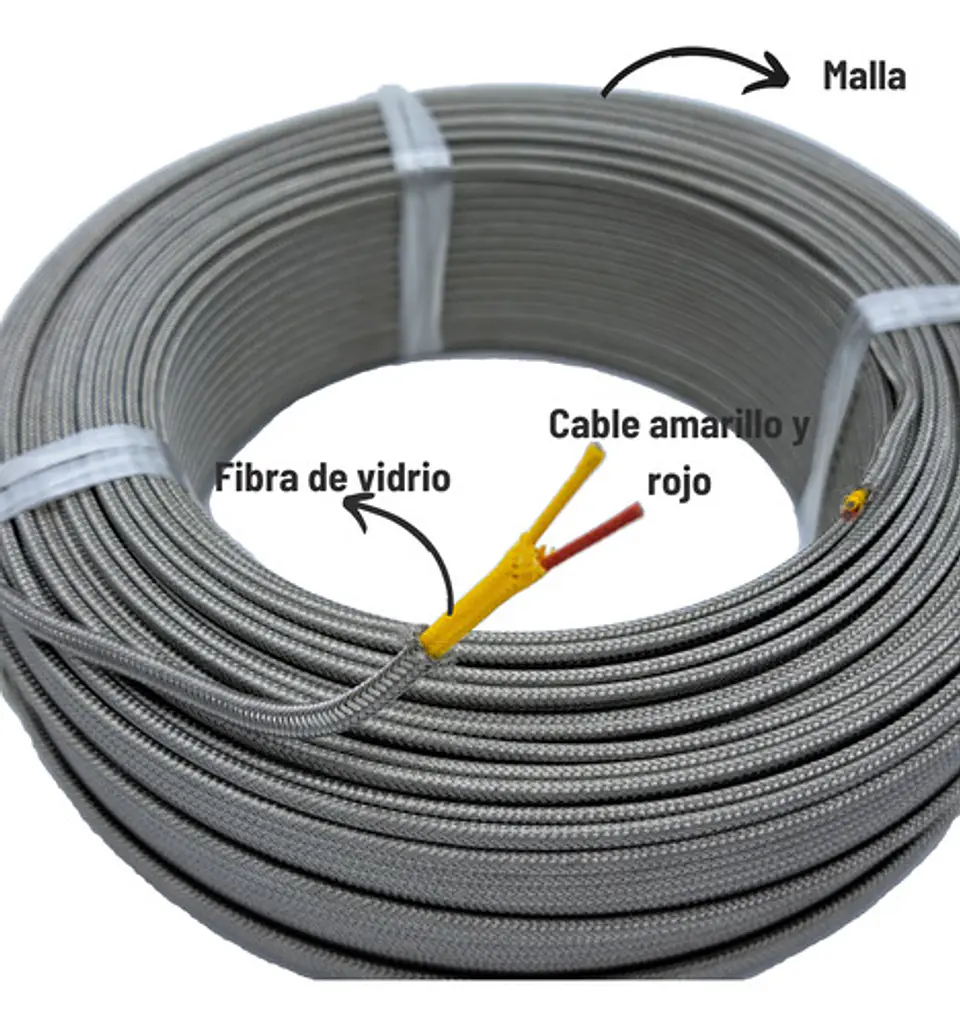 50 Meters Type K Thermocouple Cable with Fiber and Mesh, 20 Gauge 2