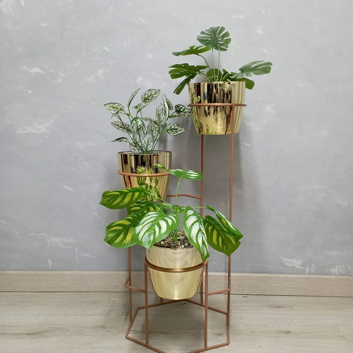 Base Dumar con 3 Materos Metalizados 2