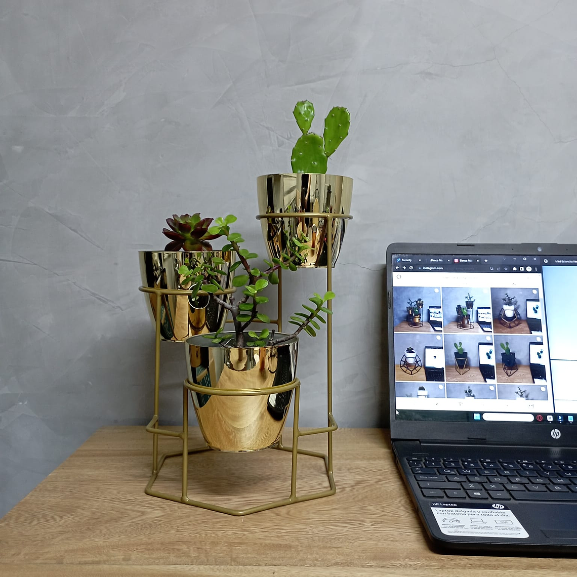 Soporte Mini Dumar con 3 Materos Metalizados 10cm  5