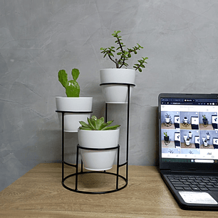 Soporte Mini Dani con 3 Materos Plasticos