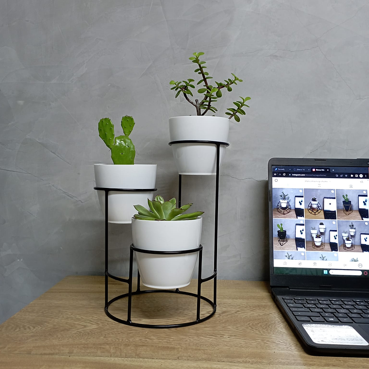 Soporte Mini Dani con 3 Materos Plasticos 1