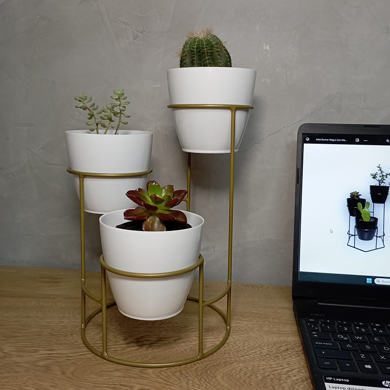 Soporte Mini Dani con 3 Materos Plasticos 3