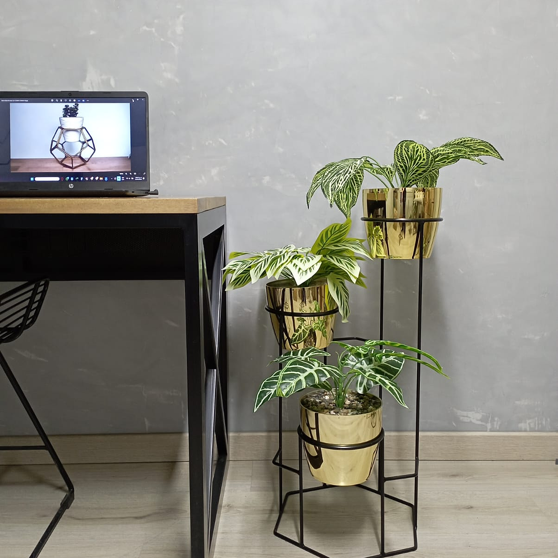 Base Dumar con 3 Materos Metalizados 11