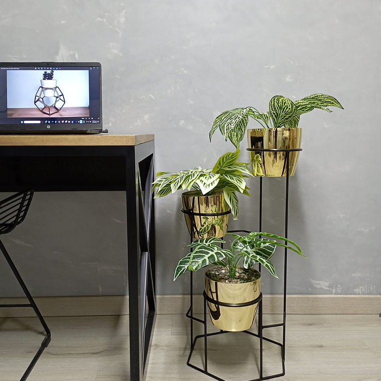 Base Dumar con 3 Materos Metalizados 11