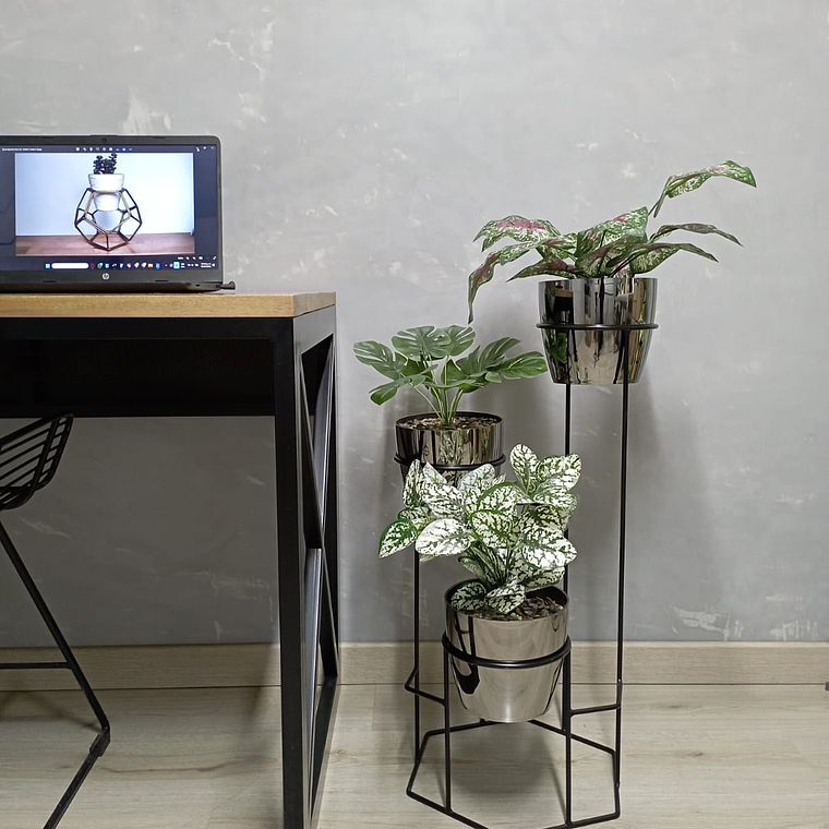 Base Dumar con 3 Materos Metalizados 12