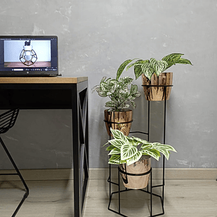 Base Dumar con 3 Materos Metalizados