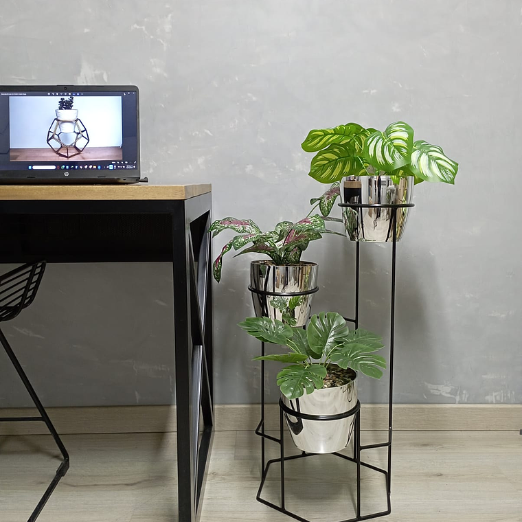 Base Dumar con 3 Materos Metalizados 13