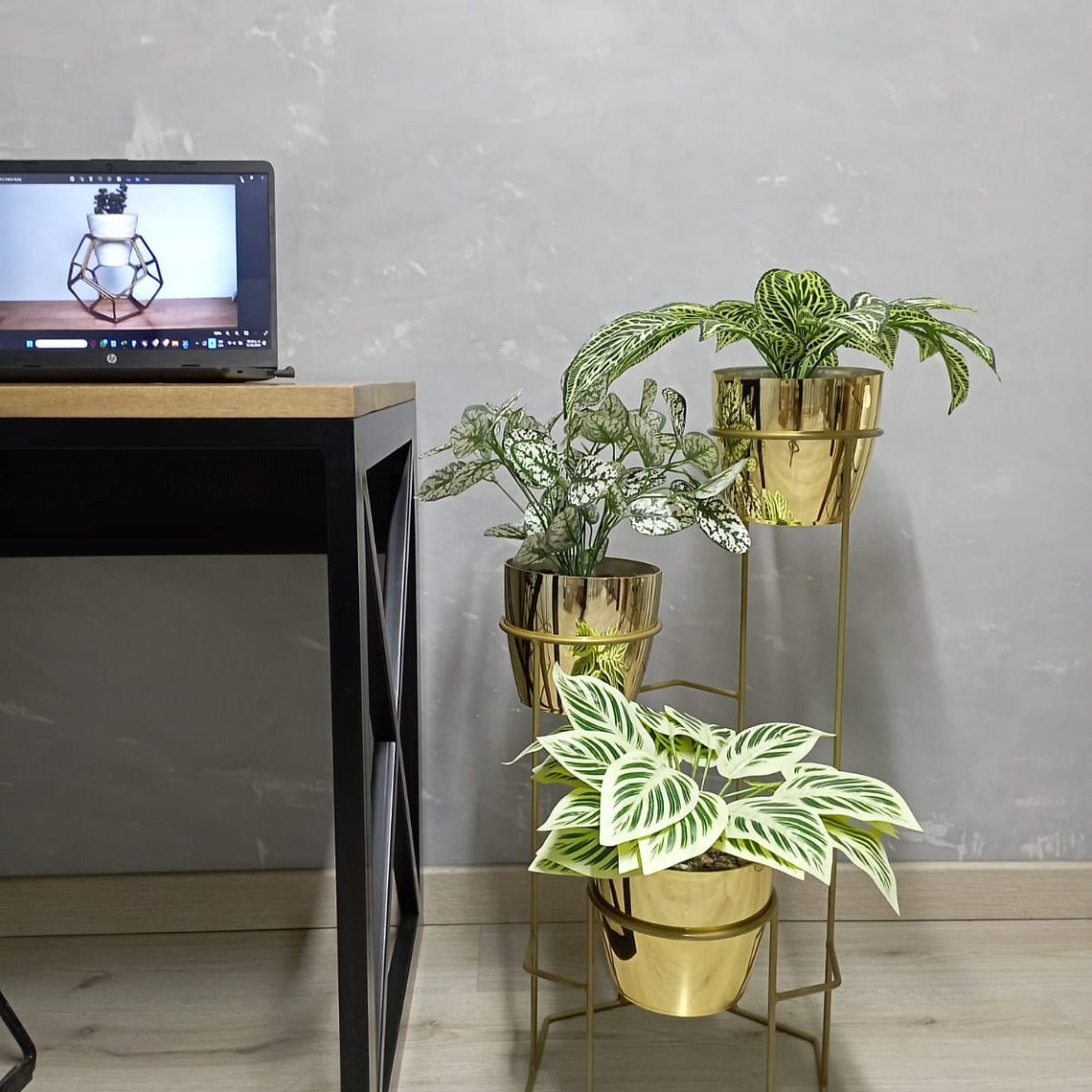 Base Dumar con 3 Materos Metalizados 14