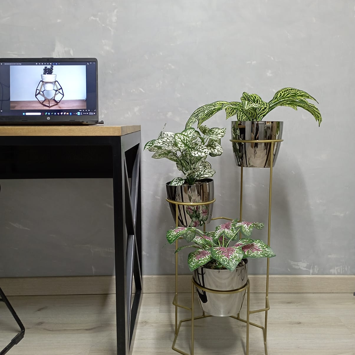 Base Dumar con 3 Materos Metalizados 15