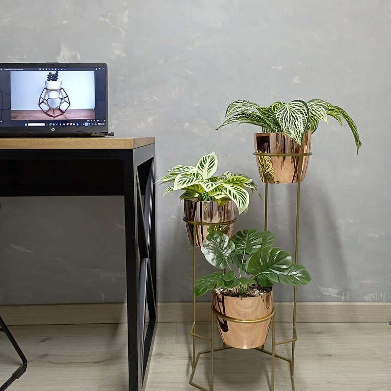 Base Dumar con 3 Materos Metalizados 16