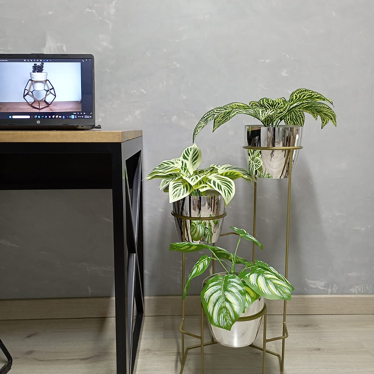 Base Dumar con 3 Materos Metalizados 17