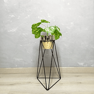 Base Acamar Negra 50 cm Con Matero Metalizado