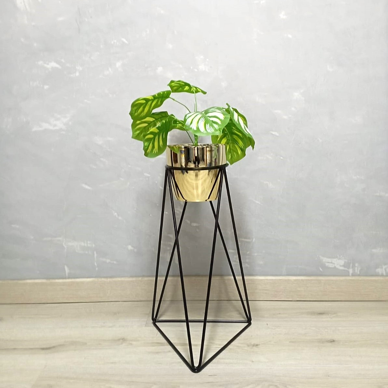 Base Acamar Negra 50 cm Con Matero Metalizado 1