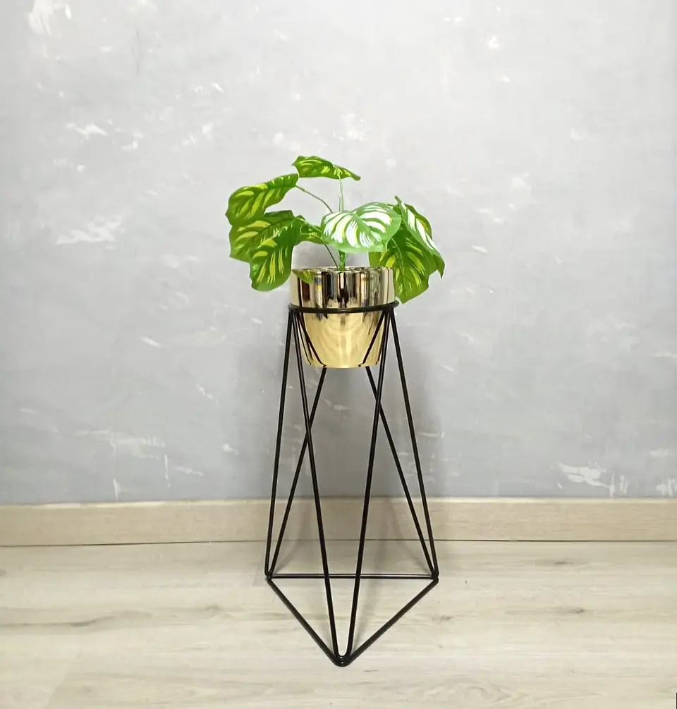 Base Acamar Negra 50 cm Con Matero Metalizado 1