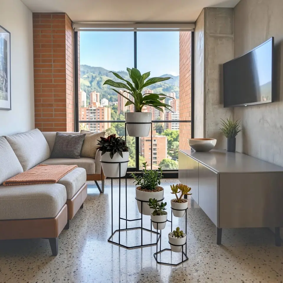 Combo Dumar: Soporte Premium para Plantas de Piso y Escritorio 1