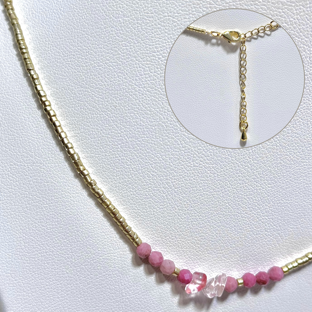 Collar de Piedra (Mostacilla Gold Pink) 2