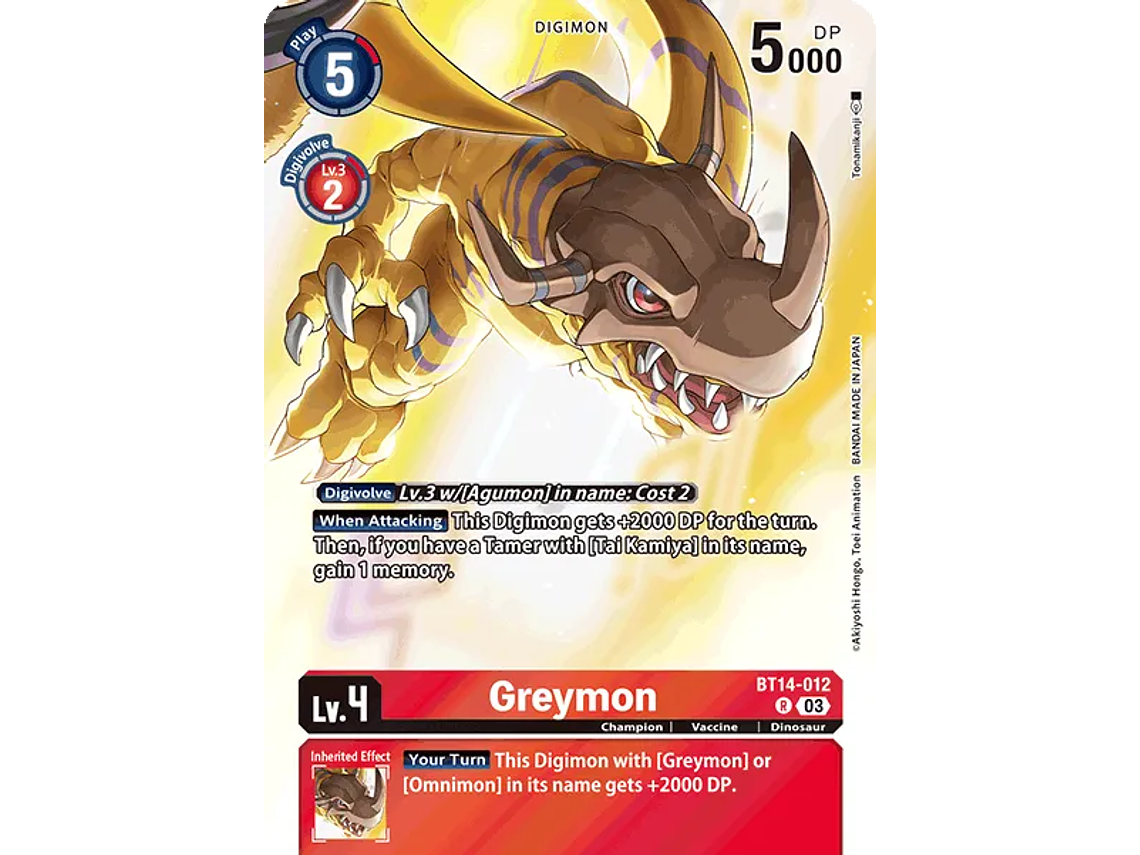[BT14-012] [Greymon] [Digimon] [Rare] [Alternative Art] [Foil] 1