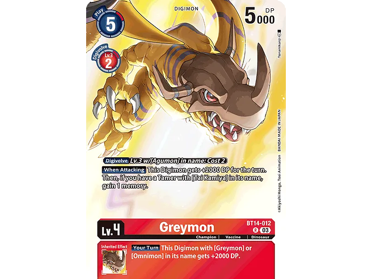 [BT14-012] [Greymon] [Digimon] [Rare] [Alternative Art] [Foil] 1