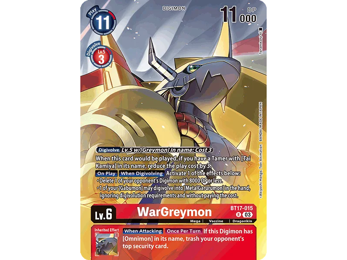 [BT17-015] [WarGreymon] [Digimon] [Rare] [Alternative Art] [Foil] 1