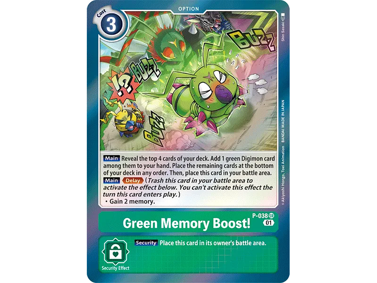 [P-038] [Green Memory Boost!] [Option] [Promo] [Alternative Art] [Foil] 1