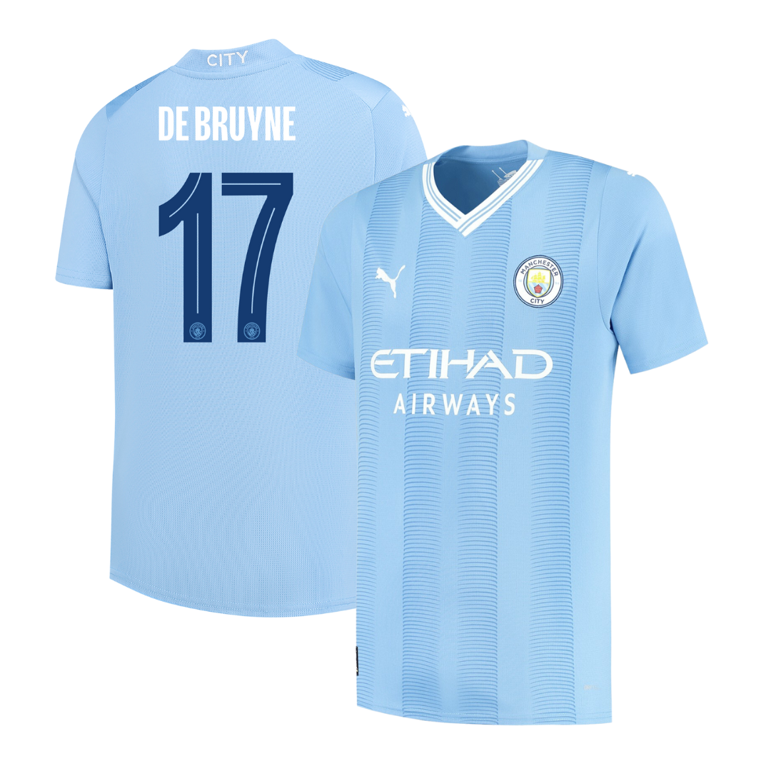 Camisola principal Man City 23/24 - De Bruyne 17 - Versão adepto 1