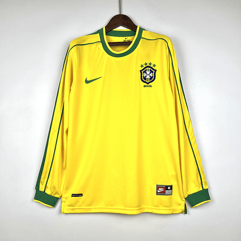 Camisola principal Brasil 1998 Manga comprida - Versão adepto