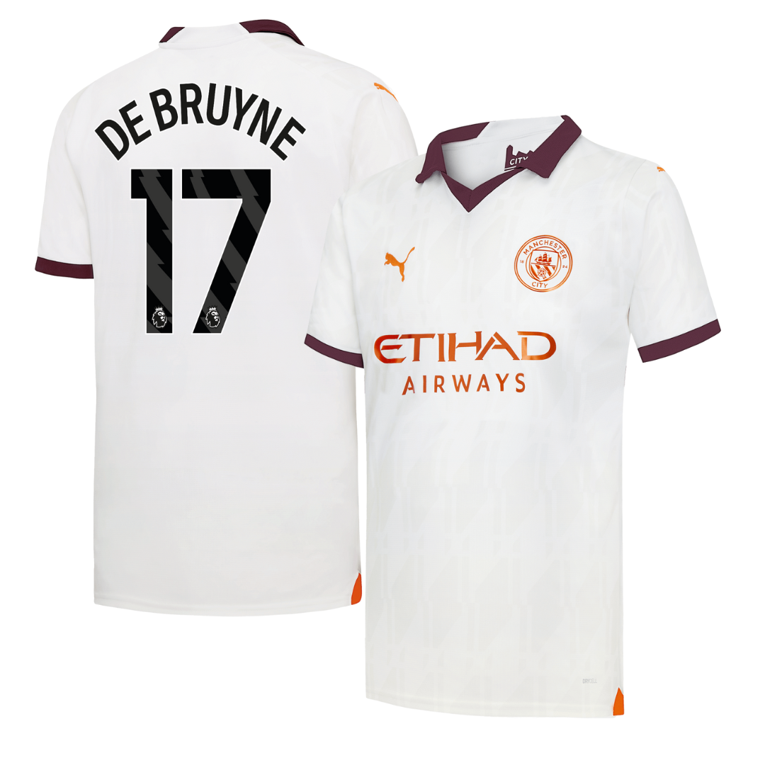 Camisola alternativa Man City 23/24 - De Bruyne 17 - Versão adepto 1