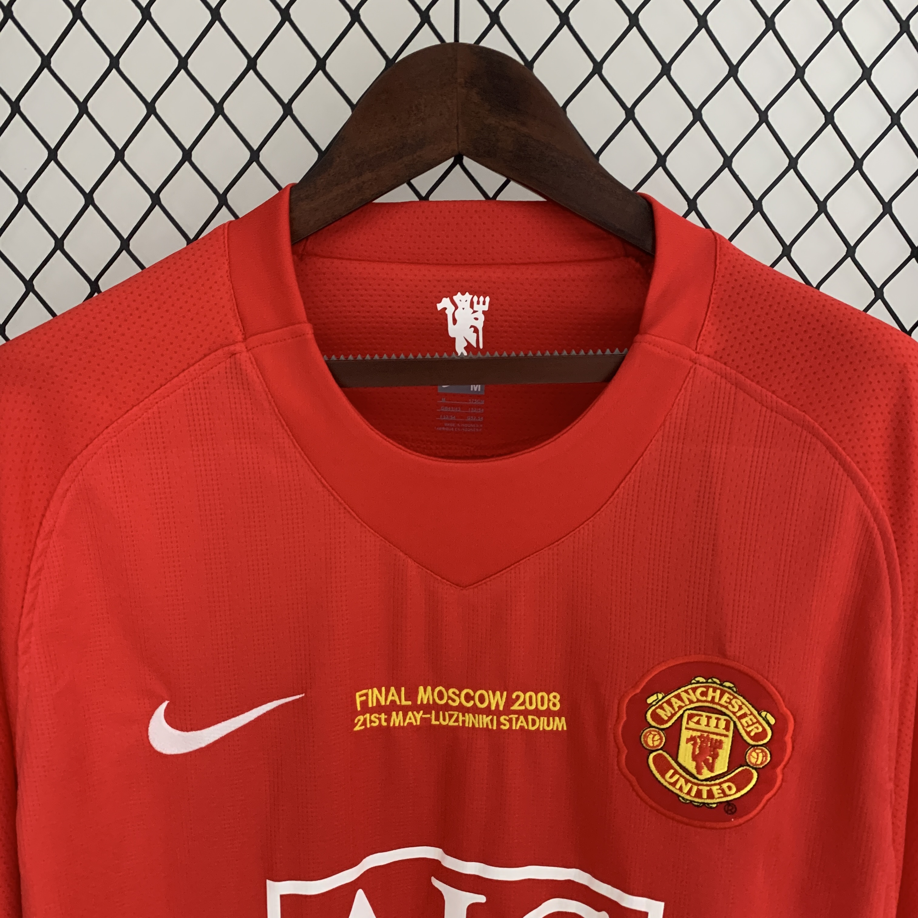 Camisola Principal Manchester United 2007/2008 Edição final da Champions Manga comprida - Versão adepto 5